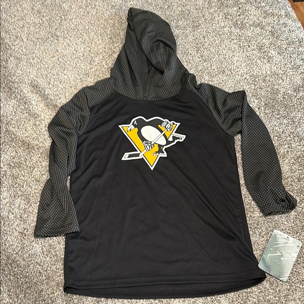 Kids Black and Gray Hoodie - Penguins Design